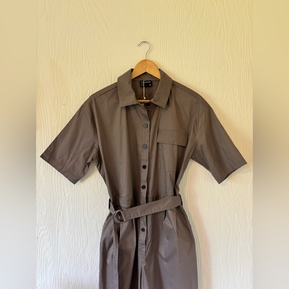 NWT Frank And Oak Clay Grey Taupe Utility Combat Oversized Parachute Jumpsuit - Picture 9 of 15